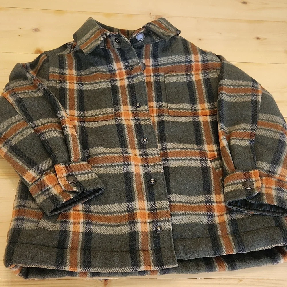 Old Navy Toddler Sherpa Lined Plaid Jacket Shirt Snap Buttons Pockets 4T